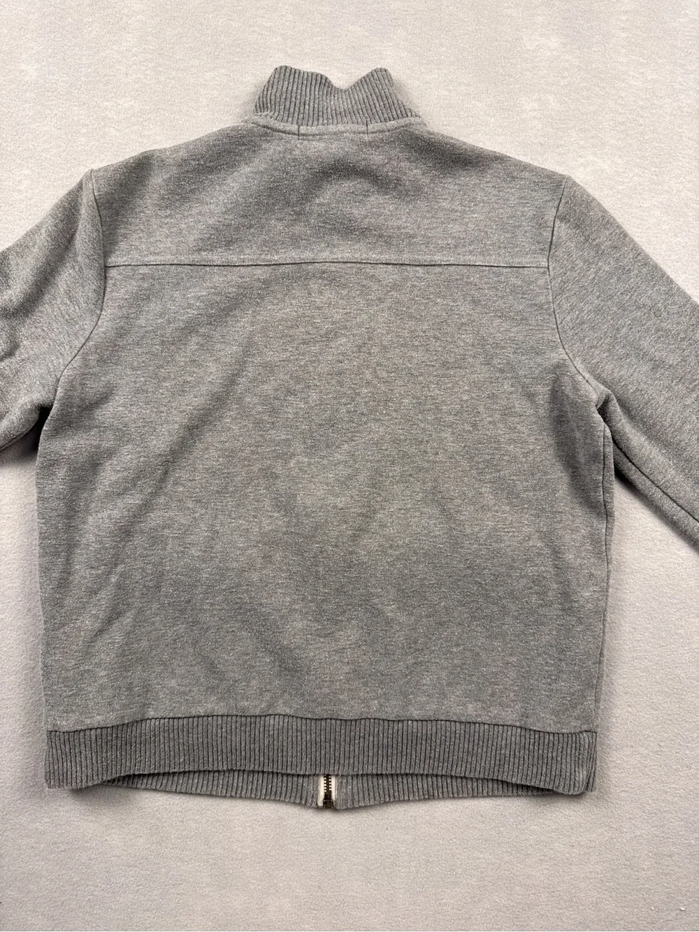 Lauren Ralph Lauren Petite Women PS Gray Cotton Knit Zip Sweater Jacket Gorp VTG
